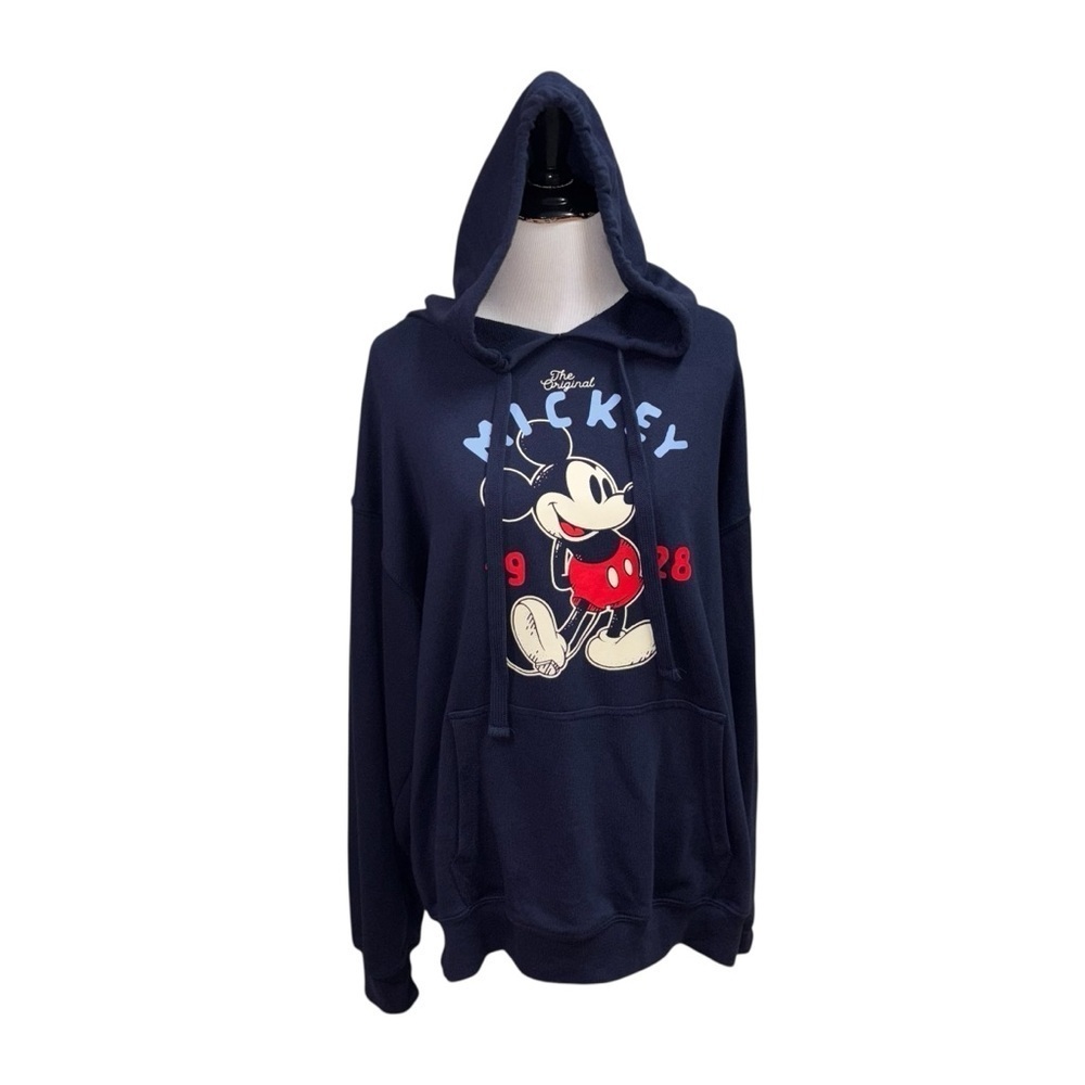 Disney Men's L Large Hoodie Sweater Blue Classic Mickey Mouse Print Florida